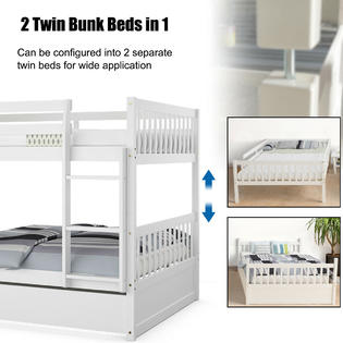 Full Bunk Bed Platform Wood, Jordan Twin Over Full Bunk Bed With Trundle