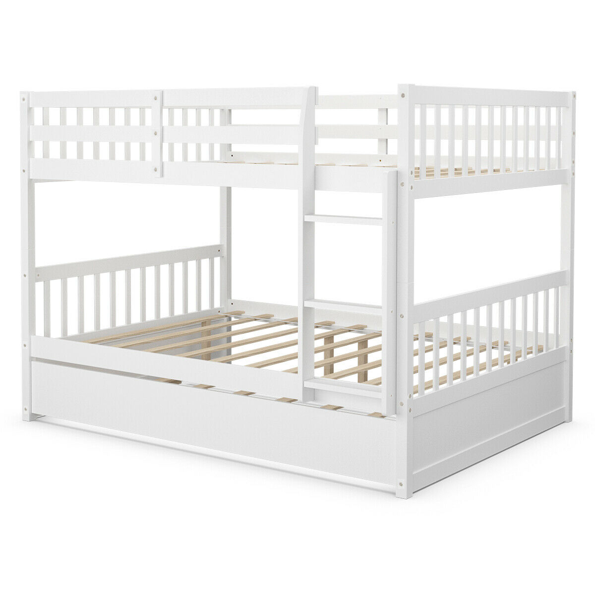 Full Bunk Bed Platform Wood, Bunk Beds With Side Rail