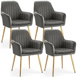 Costway Set of 4 Modern Accent Chair w/ Removable Cushion & Metal Frame Gray