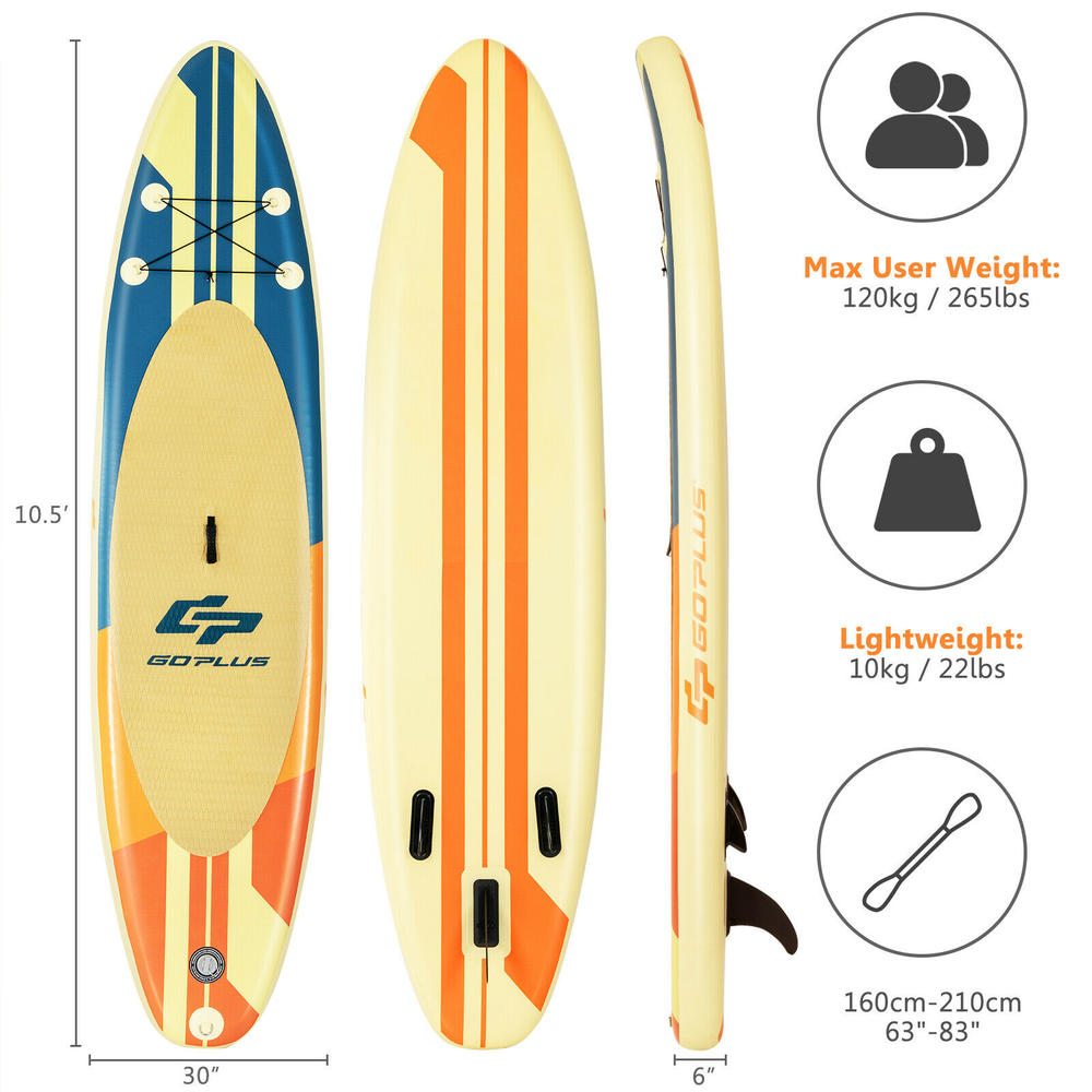 Goplus 10' Inflatable Stand Up Paddle Board Surfboard W/Bag Aluminum Paddle Pump