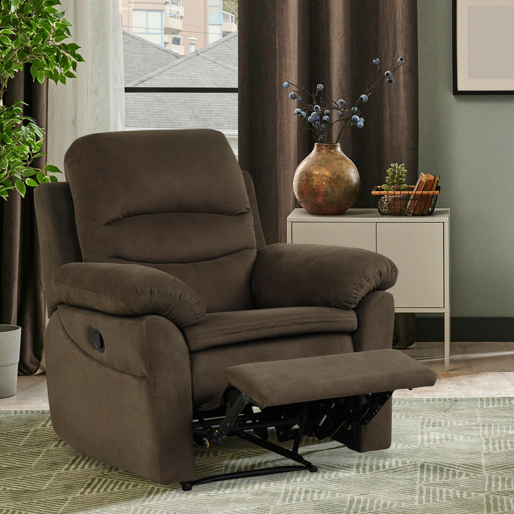 Costway Recliner Chair Single Sofa Armchair Sleeper Lounger w/ Footrest Brown