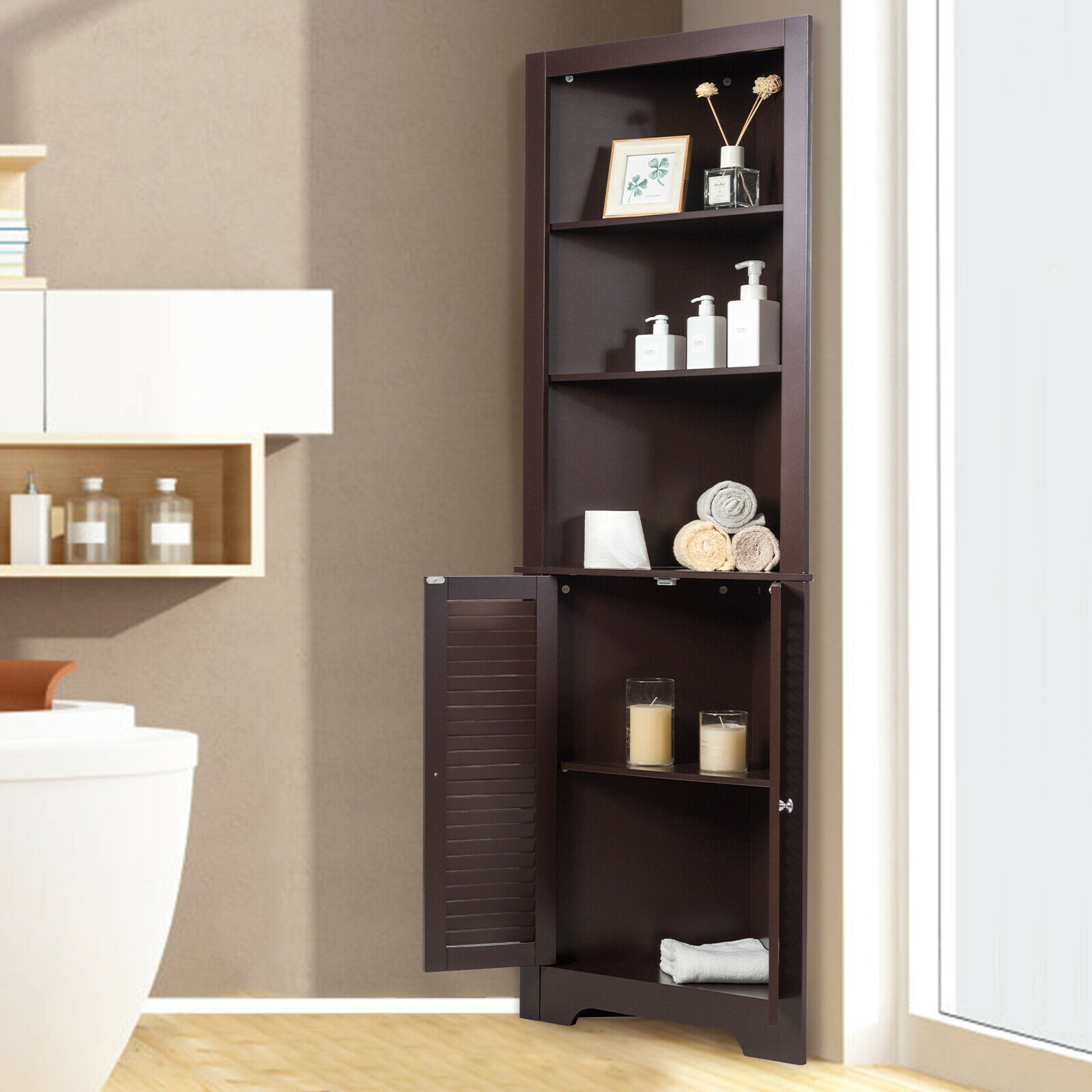 Costway Bathroom Corner Storage Cabinet, Corner Storage Shelves