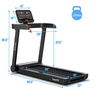 Superfit 2 25hp Electric Treadmill Running Machine W App Control Safety Key Indoor Jogging Fitness