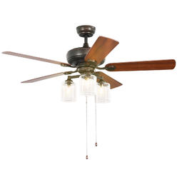 Costway 52" Ceiling Fan Light 5 Bronze Finished Reversible Blades w/Pull Chain