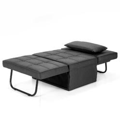 Costway Sofa Bed 4 in 1 Multi-Function Convertible Sleeper Folding Ottoman Grey
