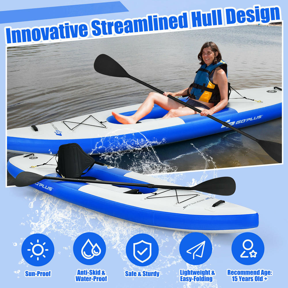 Goplus 1 Person Inflatable Kayak Includes Aluminum Paddle with Hand Pump