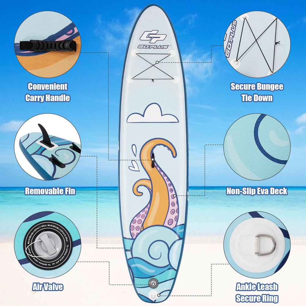 Goplus 10.5' Inflatable Stand Up Paddle Board Surfboard W/Aluminum Paddle Pump