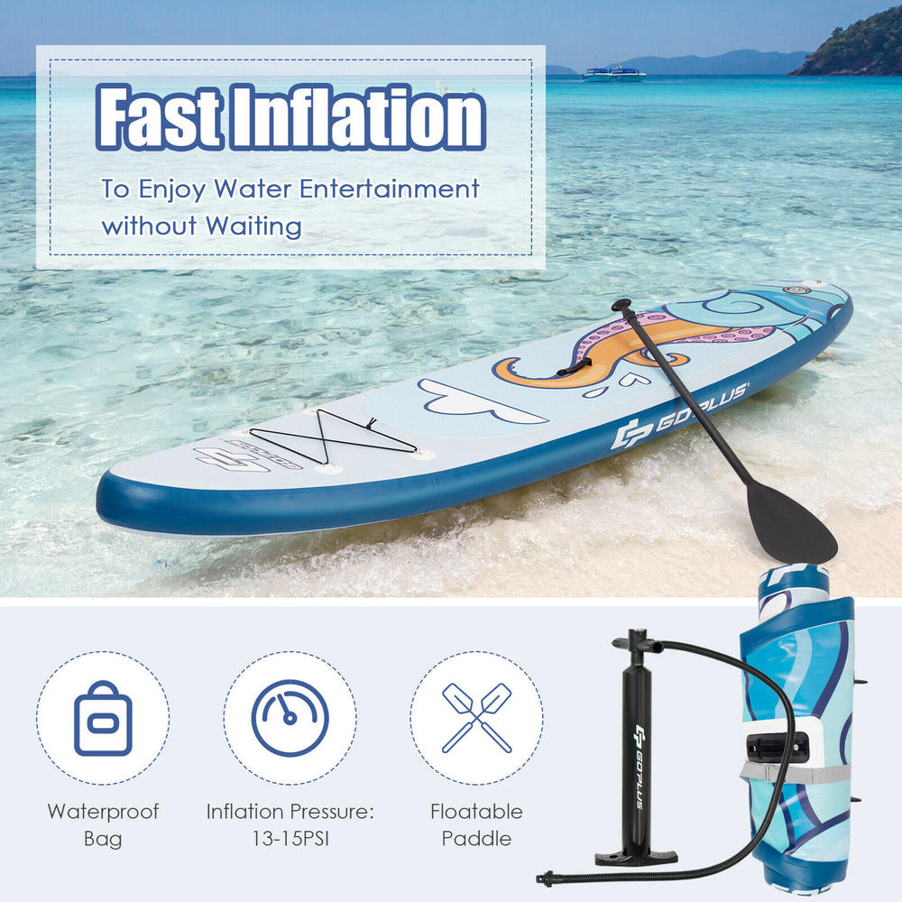 Goplus 10.5' Inflatable Stand Up Paddle Board Surfboard W/Aluminum Paddle Pump