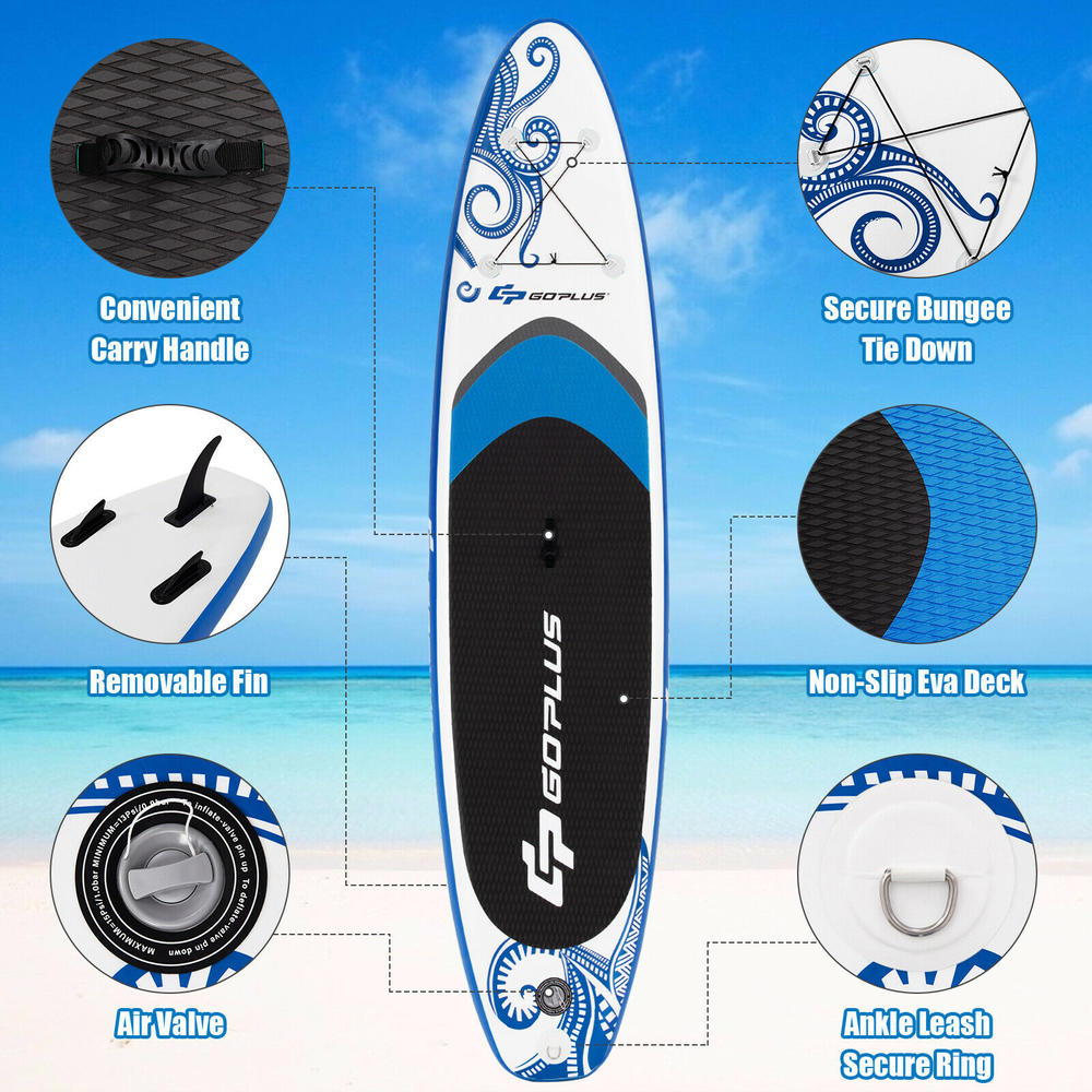 Costway 10.5’ Inflatable Stand Up Paddle Board SUP W/Carrying Bag Aluminum Paddle