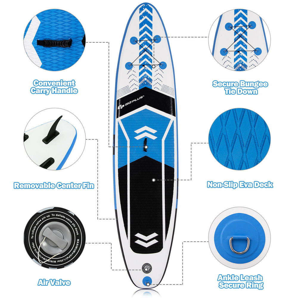 Goplus 10.5’ Inflatable Stand Up Paddle Board SUP W/Carrying Bag Aluminum Paddle