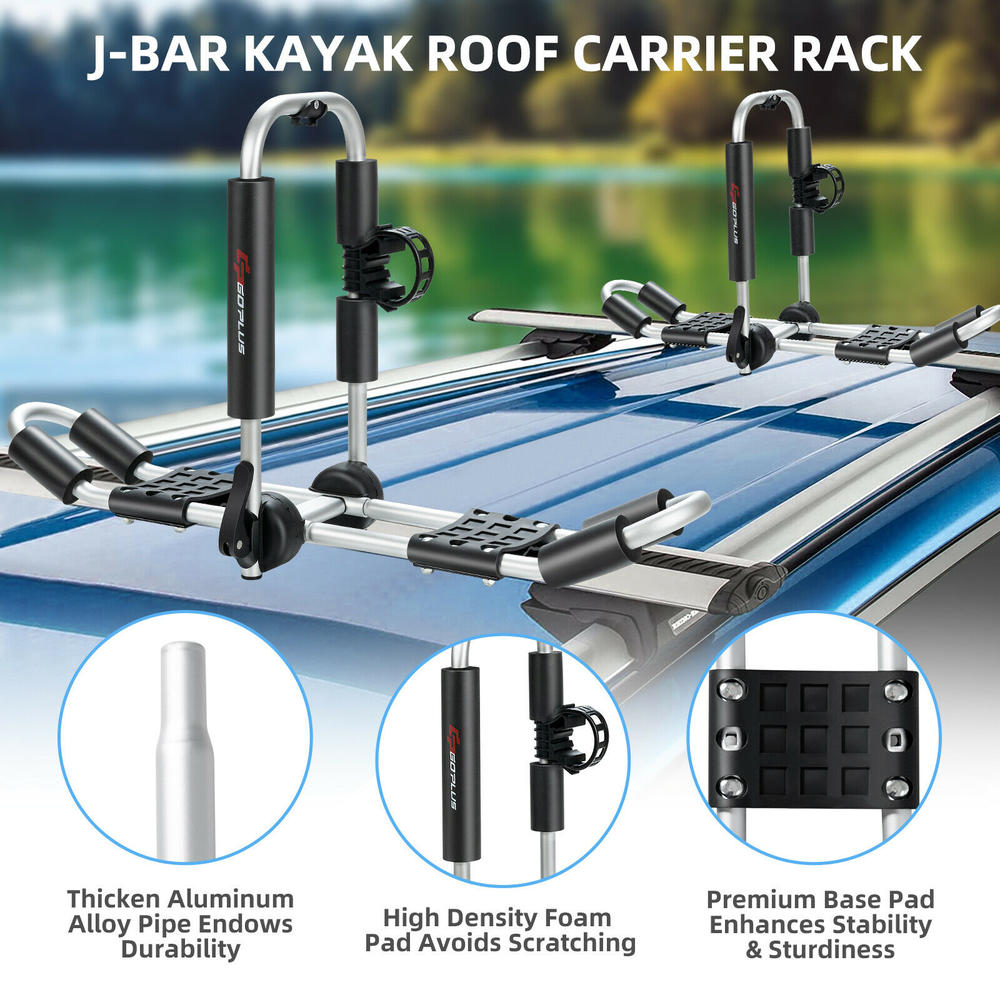 Goplus Folding J-Bar Kayak Roof Rack Universal Kayak Rack for Canoe Surfboard