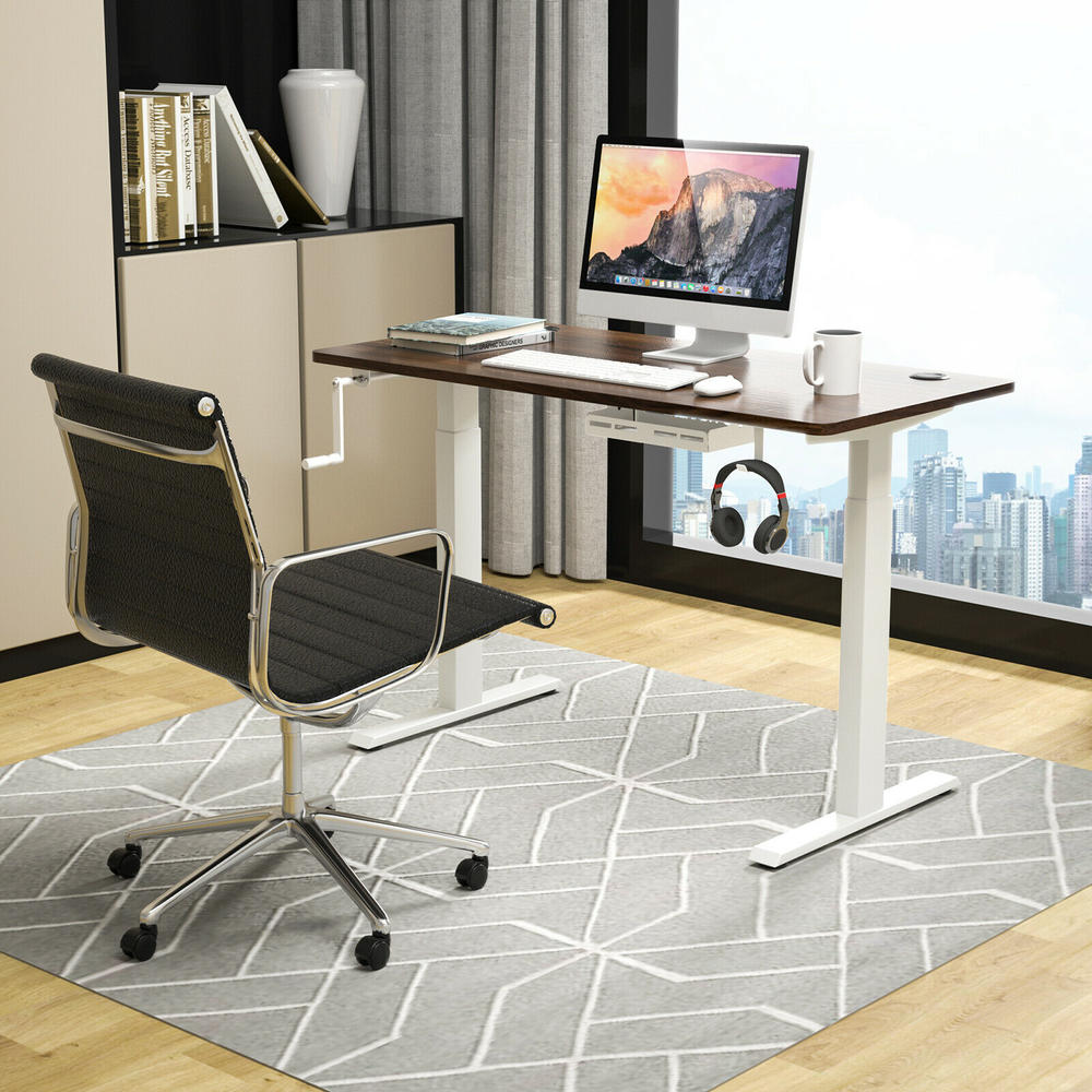 Costway 48" Sit Stand Desk Adjustable Standing Workstation w/Crank Handle White