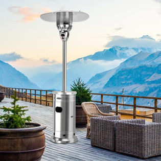 Costway NP10034 Patio Propane Heater Stainless Steel 48,000 BTU W/Table u0026  Wheels
