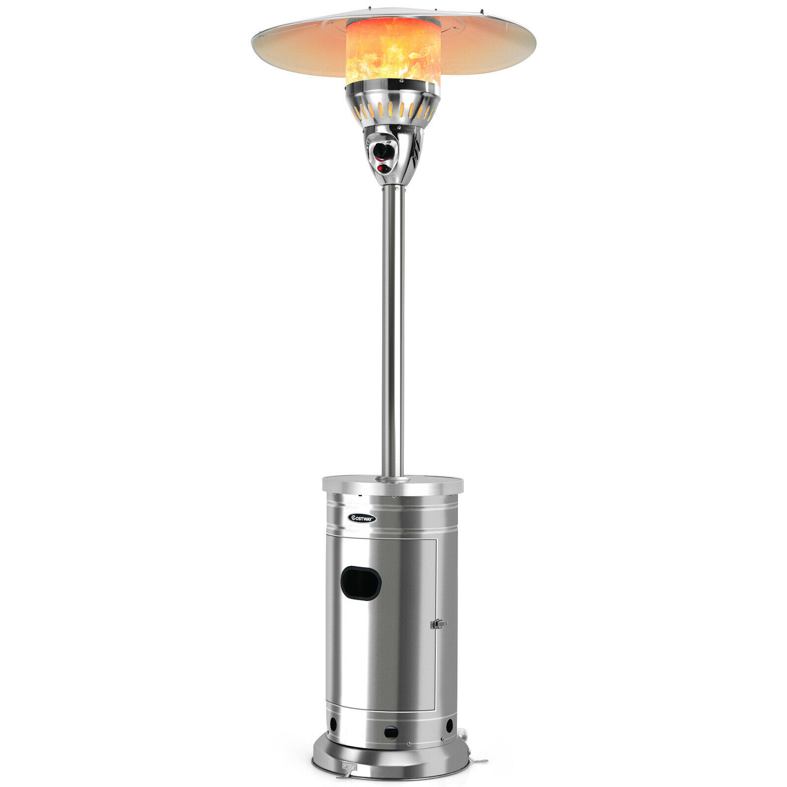 Costway NP10034 Patio Propane Heater Stainless Steel 48,000 BTU W/Table u0026  Wheels