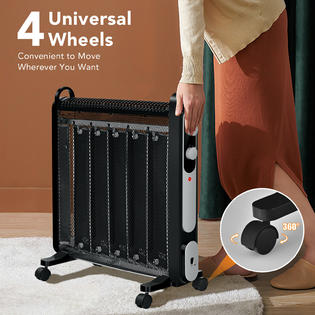 Costway FP10072US-DK 1500W Electric Mica Space Heater Portable Heater  w/Adjustable Thermostat