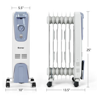 Costway ES10049 1500W Electric Oil Filled Radiator Space Heater 7-Fin  Thermostat Room Radiant