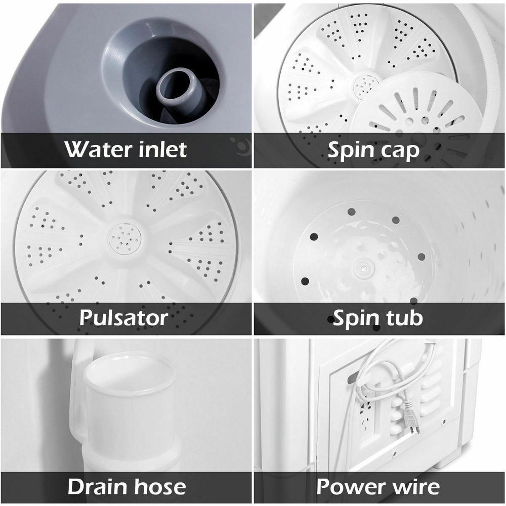 Costway Compact Mini Portable Twin Tub Washing Machine 20 Lbs Washer