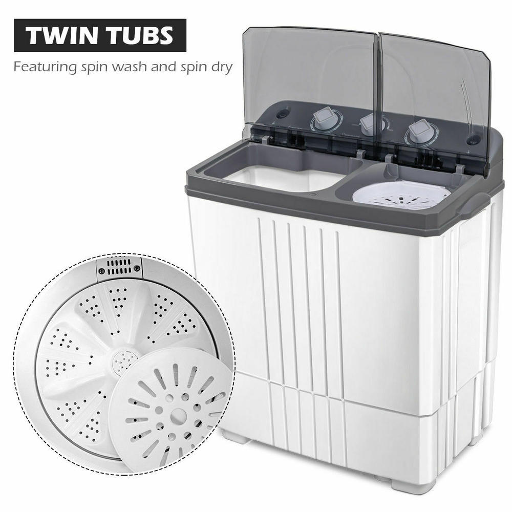 Costway Compact Mini Portable Twin Tub Washing Machine 20 Lbs Washer