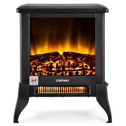 Costway Electric 18" Fireplace Stove Freestanding Heater W/ Flame Effect 1400W