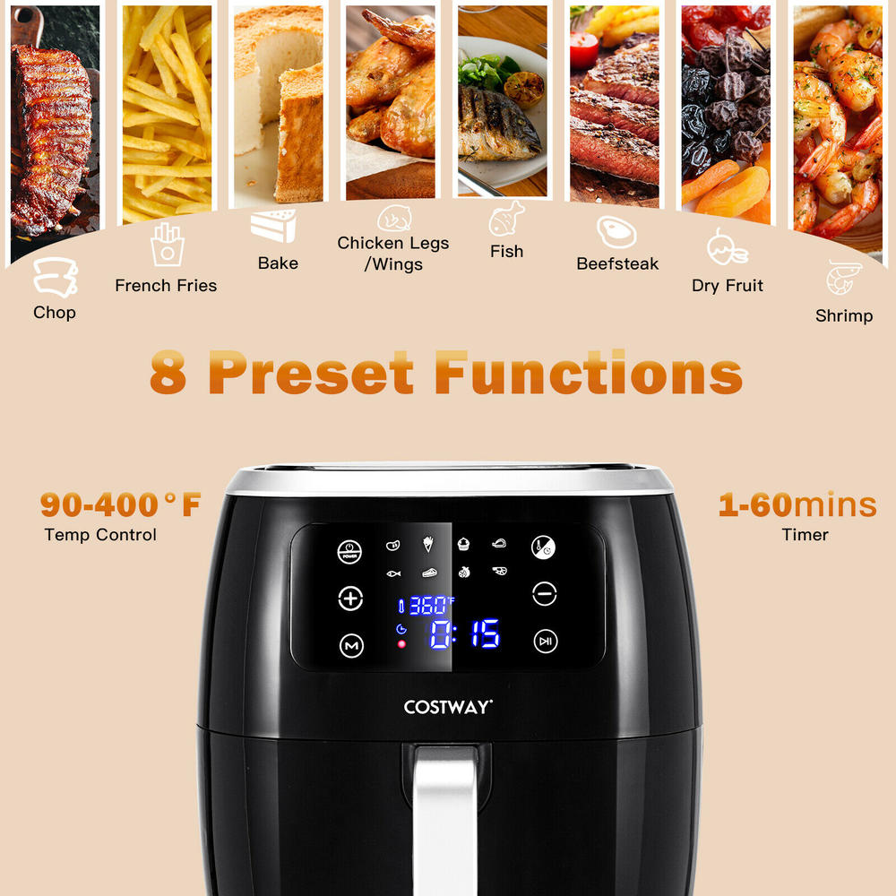 Costway 6.5QT Air Fryer Oilless Cooker w/ 8 Preset Functions&Smart Touch Screen