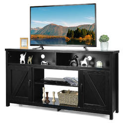 Costway 59" TV Stand Media Center Console Cabinet w/ Barn Door for TV's 65" Black