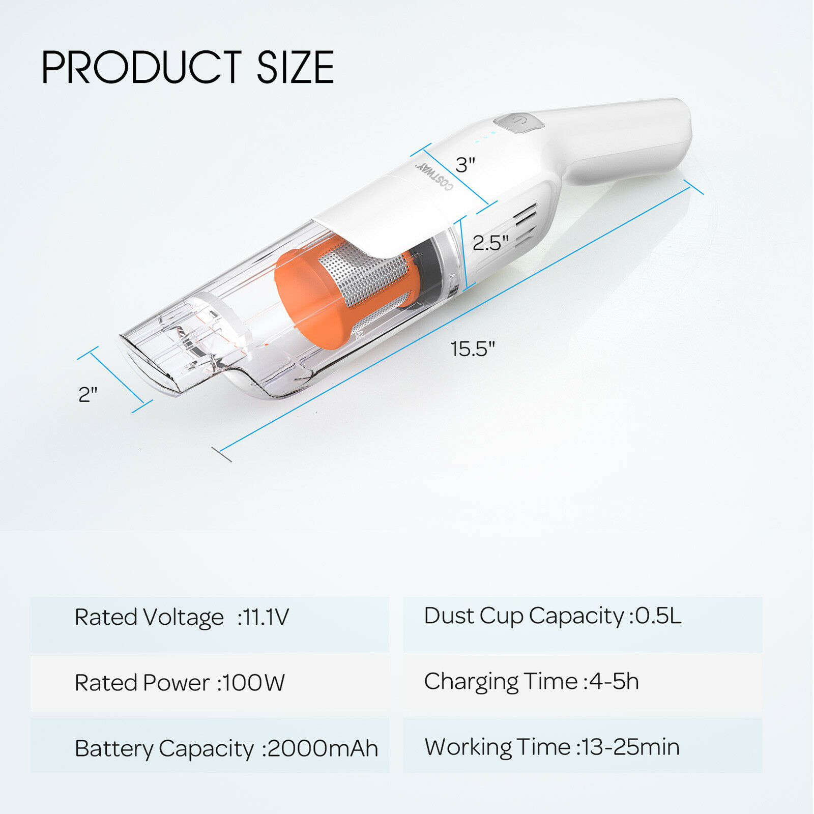 Costway Lightweight Handheld Vacuum Cleaner Cordless Battery Powered Vacuum