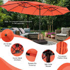 Patiojoy NP10246OR 15FT Twin Patio Double-Sided Umbrella 48 Solar LED Lights  Crank Outdoor Orange