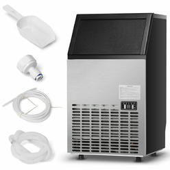 Goplus Built-In Stainless Steel 110Lbs/24H Ice Maker Portable Ice Machine