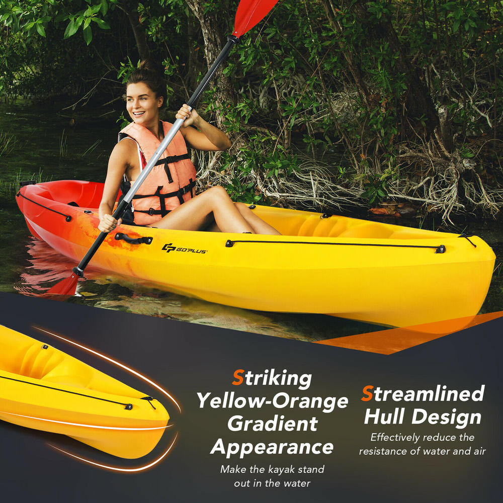 Goplus Single Sit-on-Top Kayak 0ne Person Kayak Boat W/ Detachable Aluminum Paddle