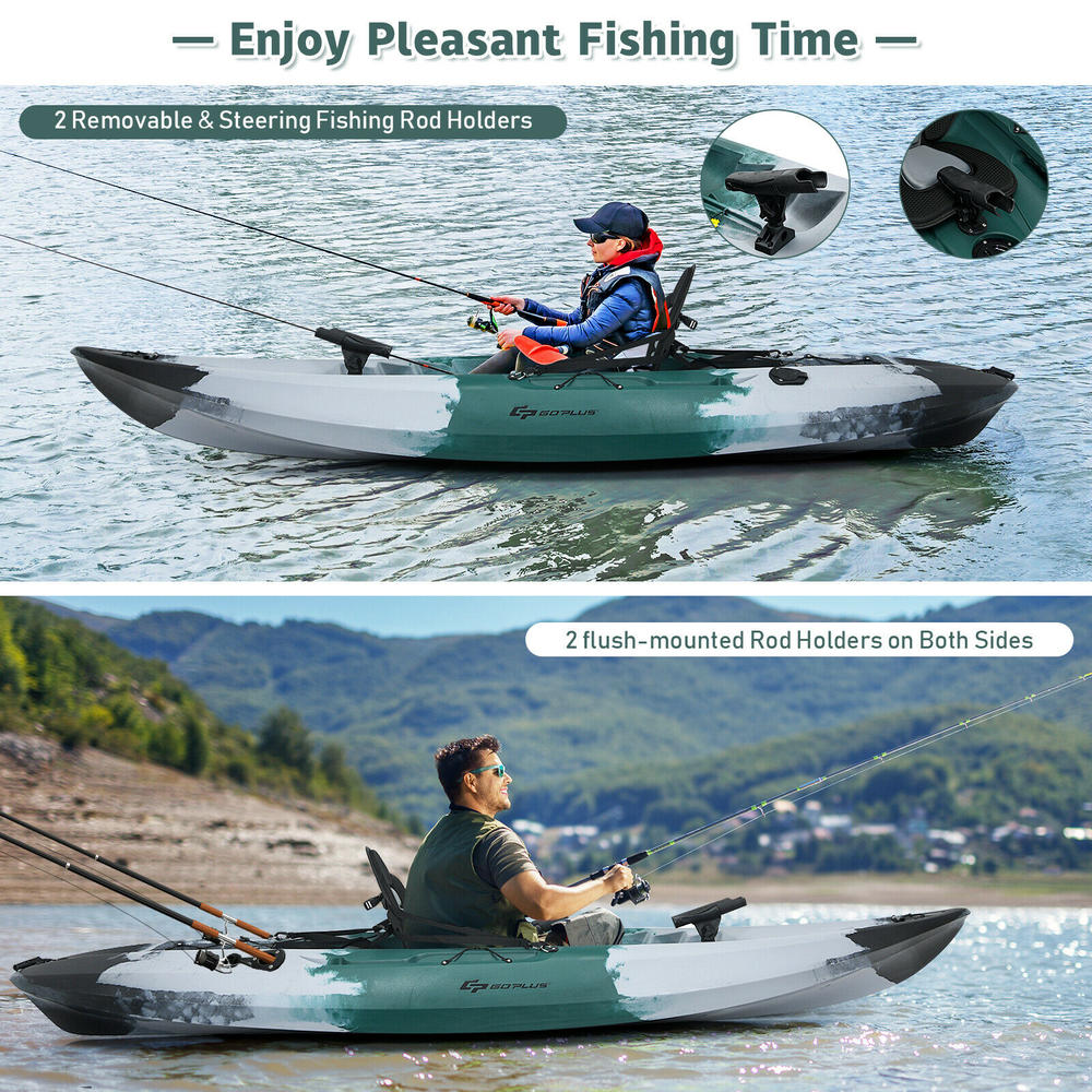 Goplus Single Sit-on-Top Fishing Kayak Single Kayak Boat W/Fishing rod holders & Paddle