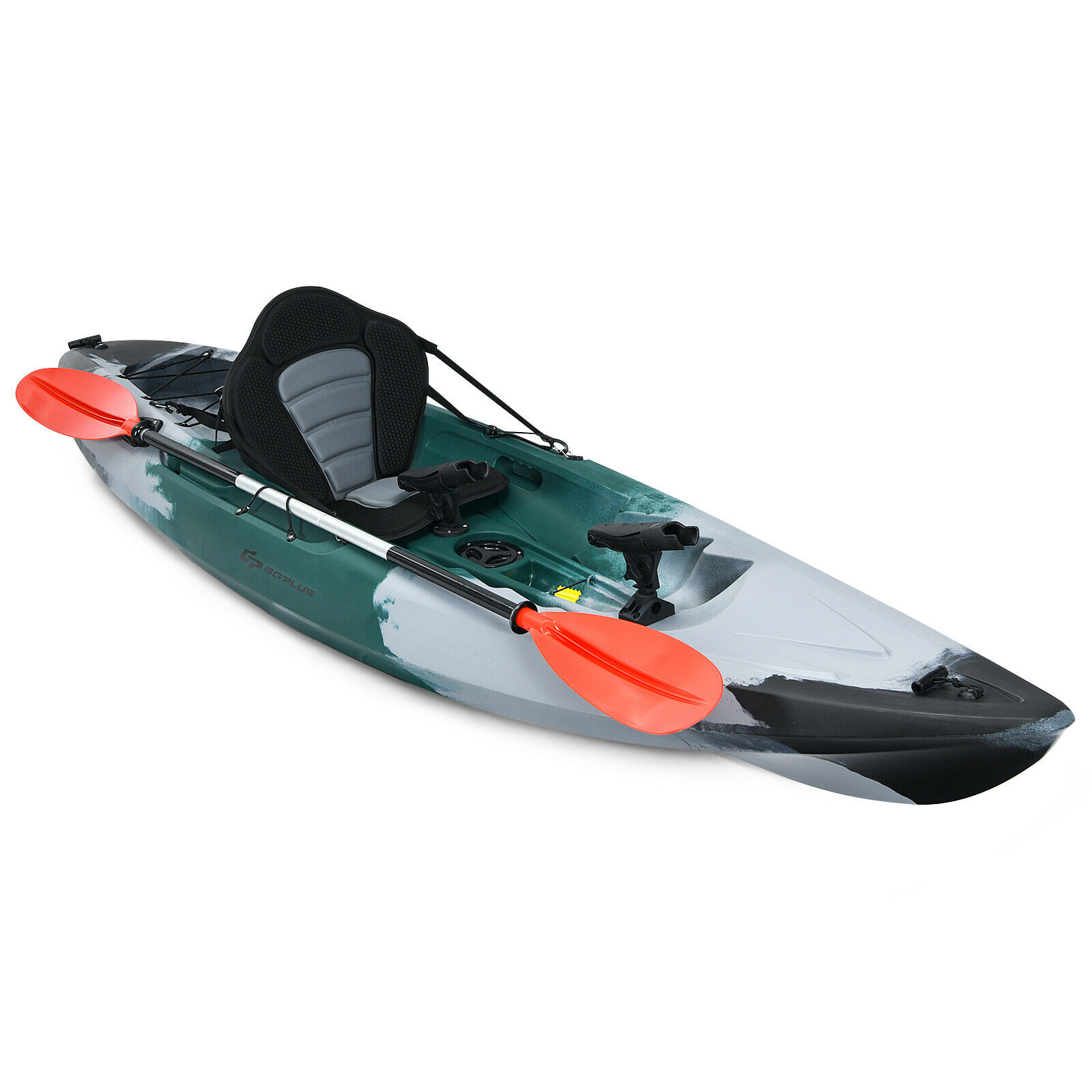 Goplus Single Sit-on-Top Fishing Kayak Single Kayak Boat W/Fishing rod holders & Paddle