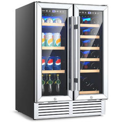 Costway 24" Dual Zone Wine and Beverage Cooler Refrigerator Dual Control Refrigerator