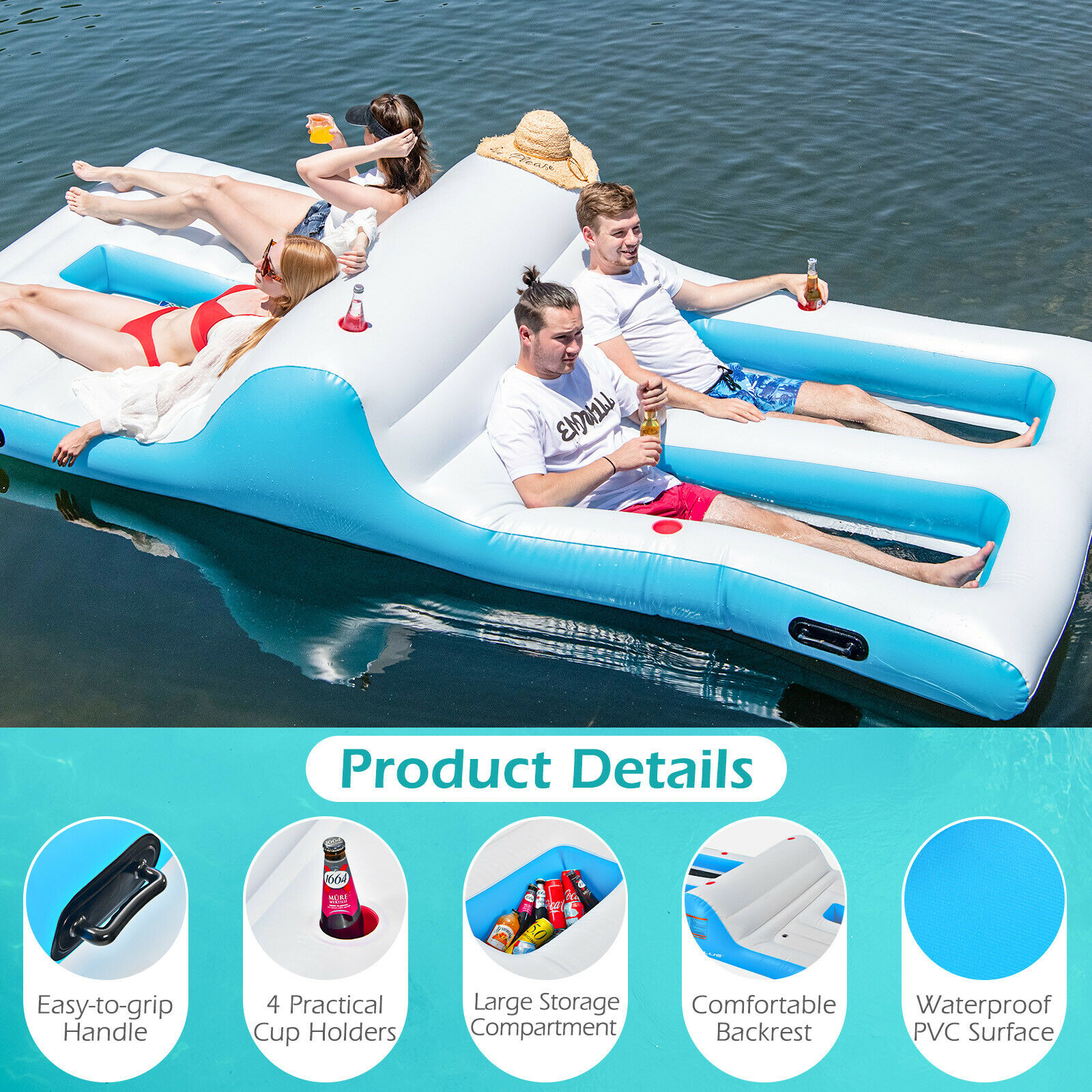 Goplus Giant 4 Person Inflatable Island 