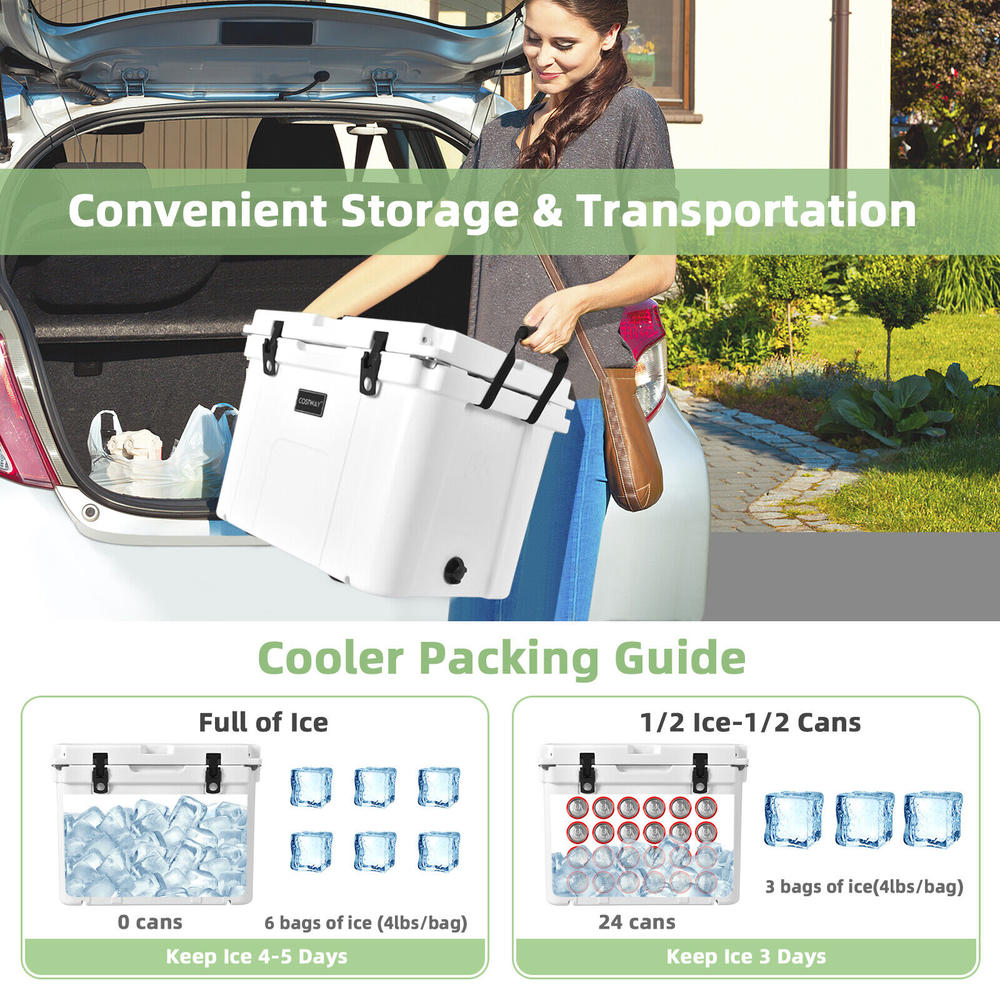 Costway 55 Quart Cooler Portable Ice Chest w/ Cutting Board Basket for