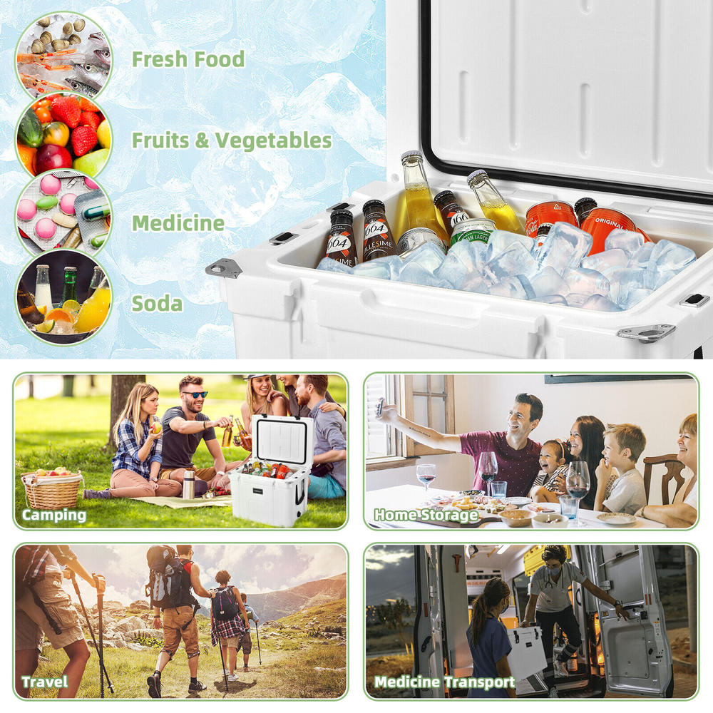 Costway 55 Quart Cooler Portable Ice Chest w/ Cutting Board Basket for
