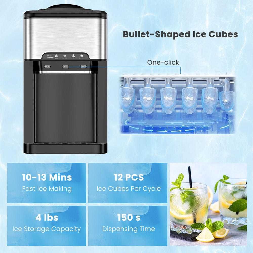 Costway 3in1 Water Cooler Dispenser with Builtin Ice Maker w/ 3