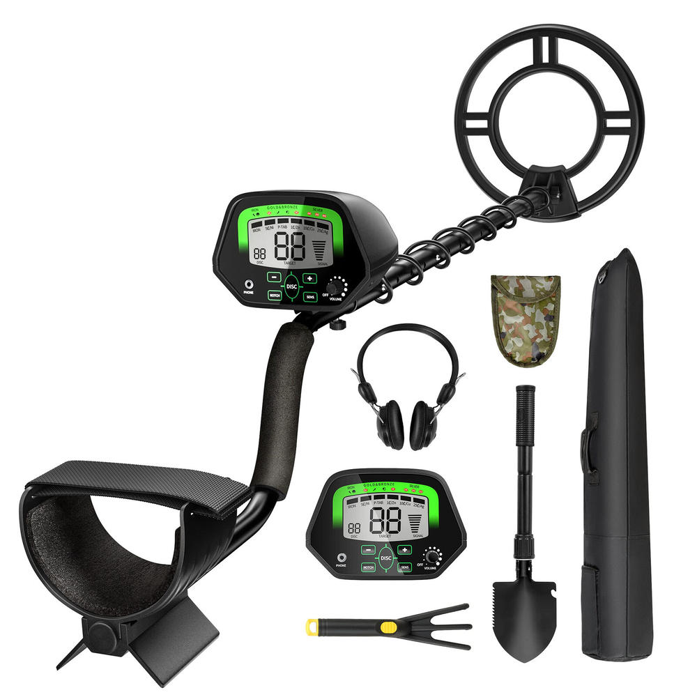 Costway New High Accuracy Metal Detector Kit W/Display Waterproof Search Coil Headphone Bag