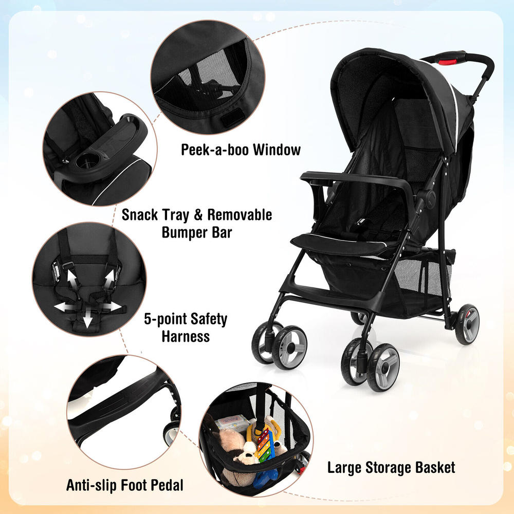 Safeplus Foldable Lightweight Baby Stroller Kids Travel Pushchair 5