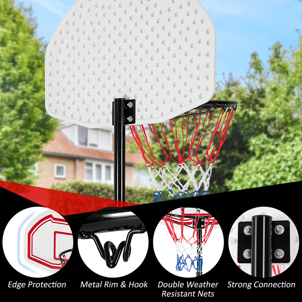 Costway Portable Basketball Hoop Stand Height Adjustable Goal System W/2 Nets Wheels