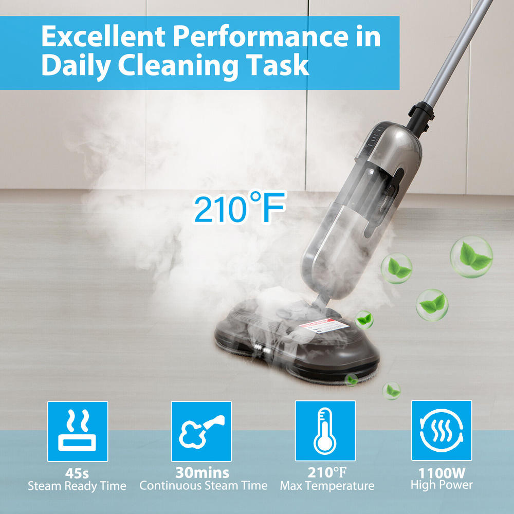 Costway Steam Mop Electric Cleaner Steamer w/ LED Headlights for Hardwood Floor Cleaning