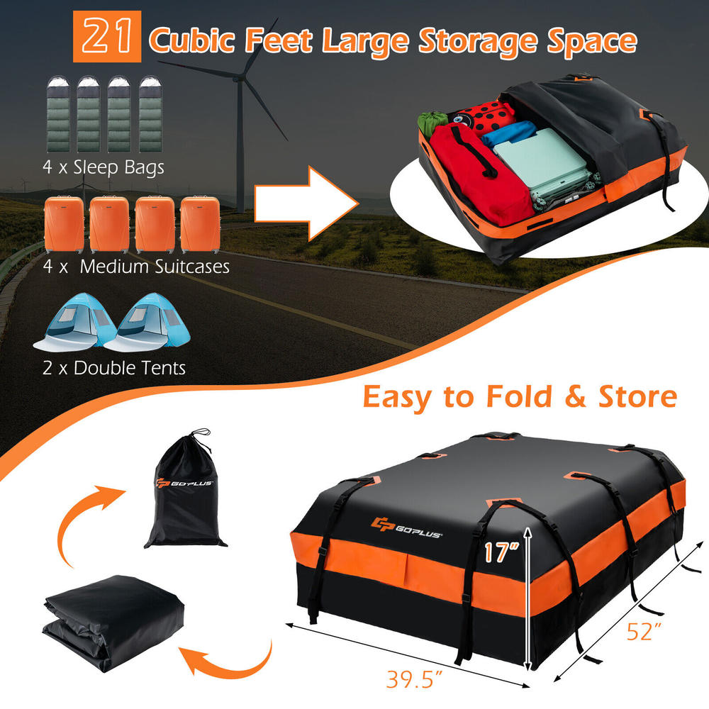 Goplus 21 Cubic Feet Car Roof Bag Rooftop Cargo Carrier Waterproof Soft Top Luggage Bag