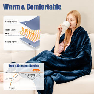 Giantex 62 x 84 Flannel Heated Blanket Electric Throw w/ 10 Heating Levels