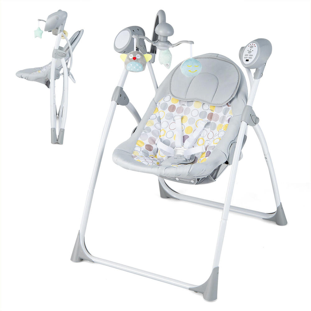 Costway Electric Baby Swing Foldable Portable Rocking Chair with Adjustable Backrest