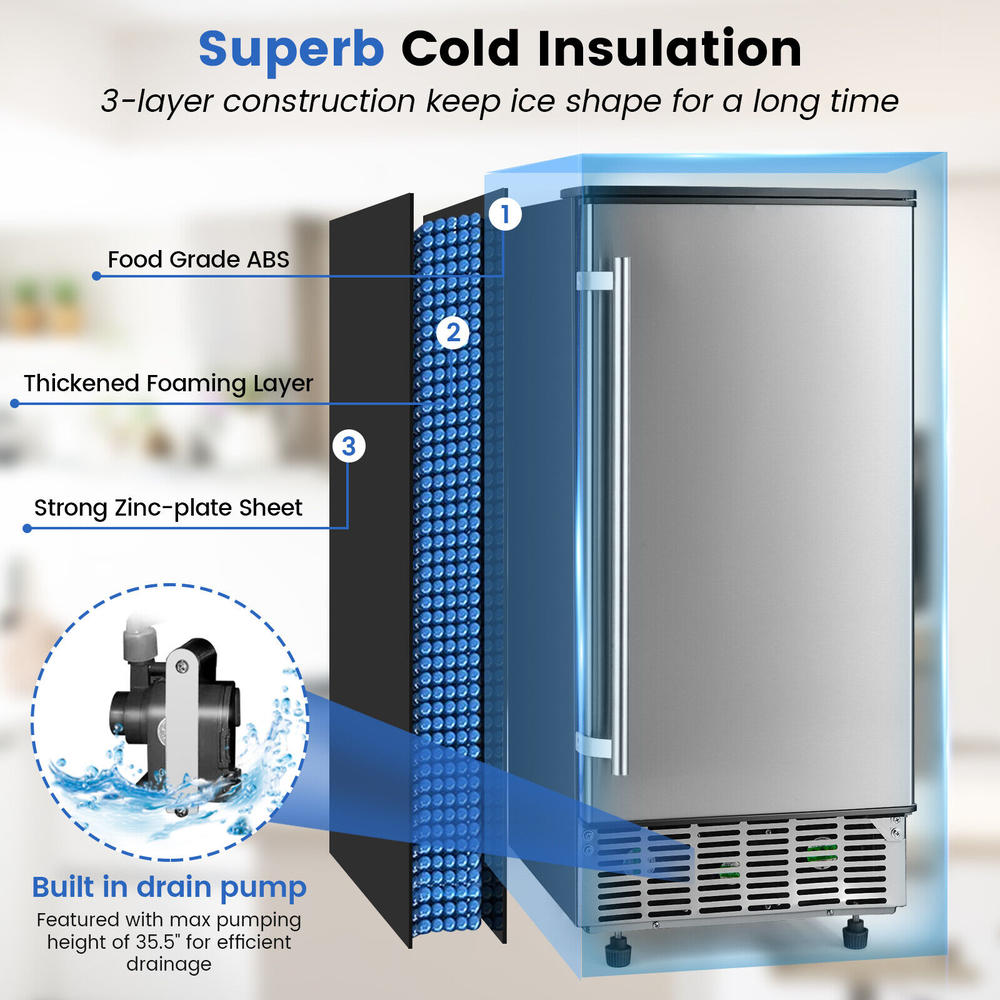 Costway Builtin Ice Maker FreeStanding/Under Counter Machine 80lbs