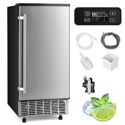 Costway Built-in Ice Maker Free-Standing/Under Counter Machine 80lbs/Day w/ Drain Pump