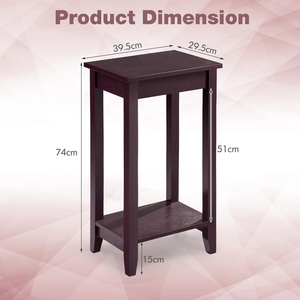 UNHO 2/3-Tier Bamboo End Table – Nightstand, Plant Stand, Or Accent Storage – Brown
