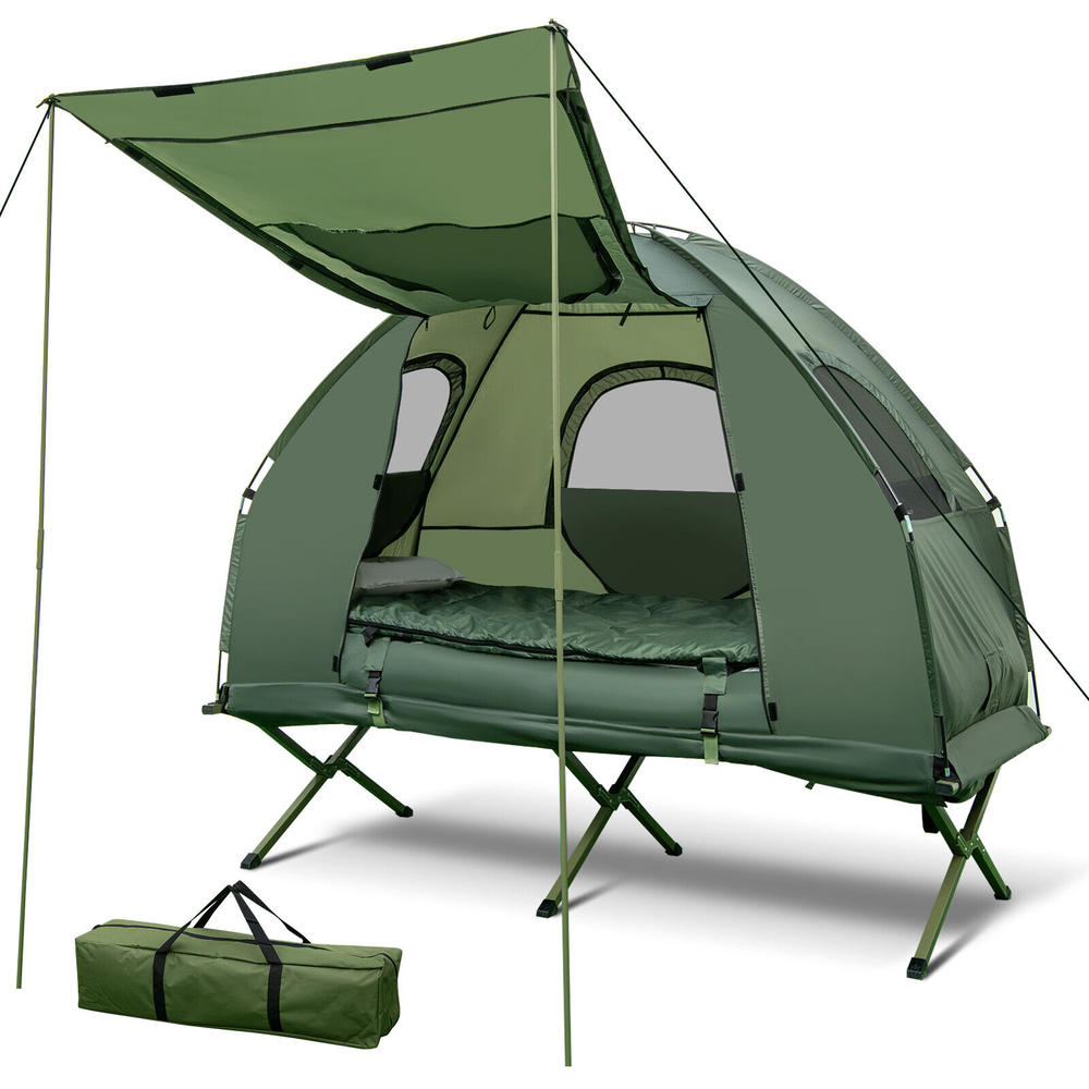 Costway 1-Person Compact Portable Pop-Up Tent/Camping Cot w/ Air Mattress & Sleeping Bag