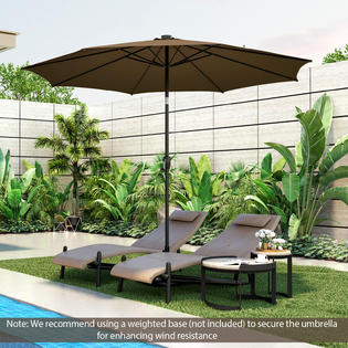 Goplus NP10823CF 10 FT 112 LED Solar-Lighted Patio Market Umbrella Crank  Tilt Outdoor Coffee