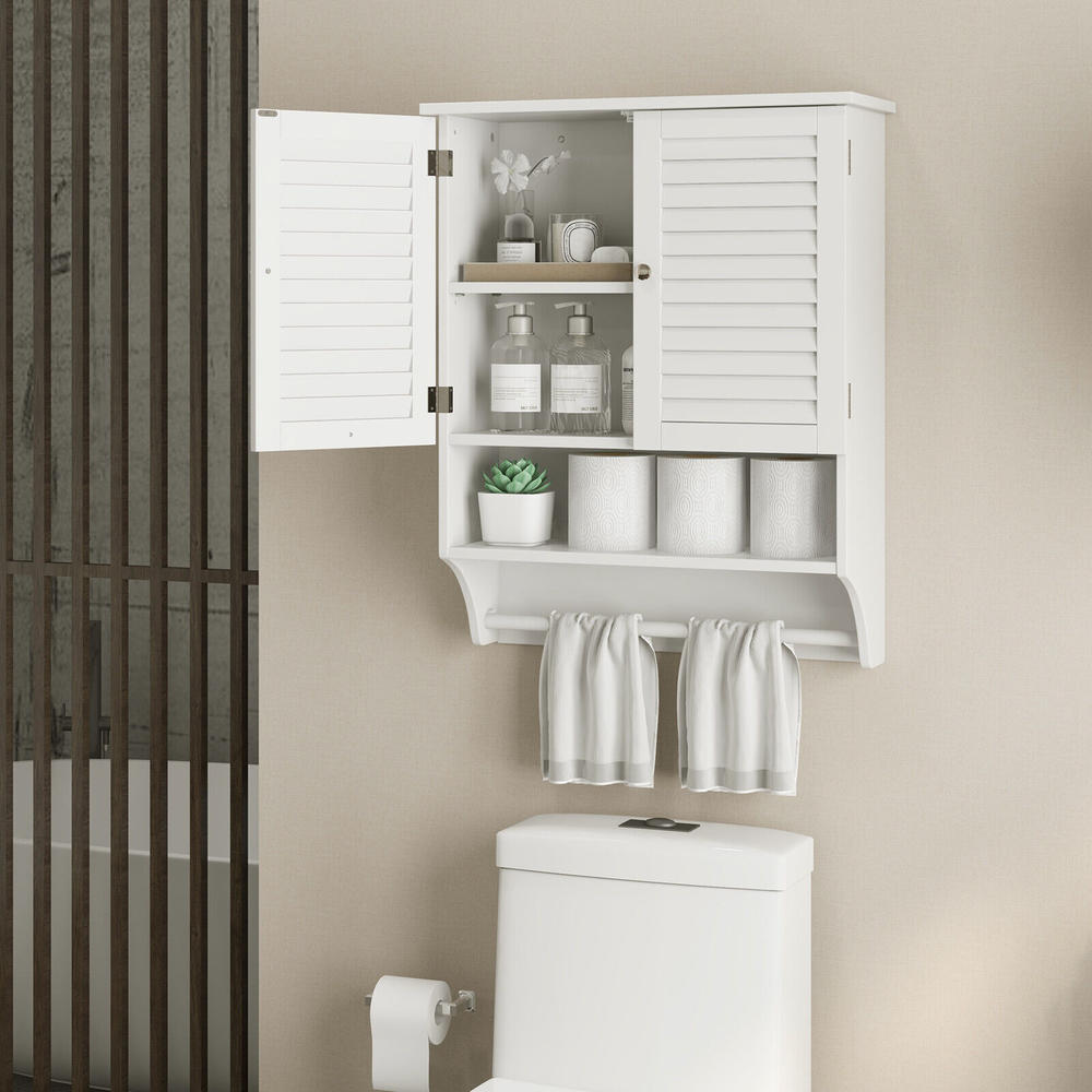 Costway Bathroom Wall Mounted Medicine w/ Louvered Doors