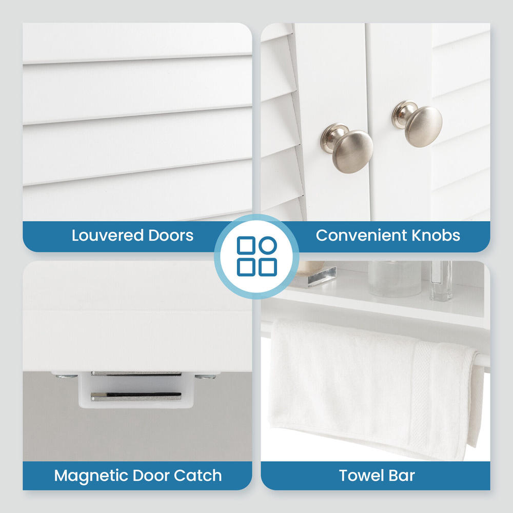 Costway Bathroom Wall Mounted Medicine w/ Louvered Doors